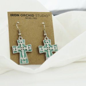 Iron Orchid Studio Elegant Designed Cross Earrings
